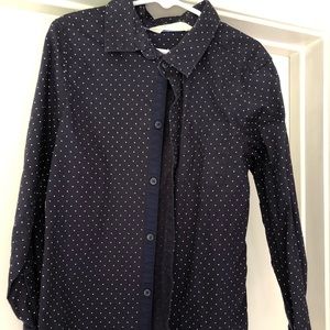 Navy blue with polka dots size 7/8 boys buttonup